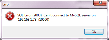 mysql 2003 10060