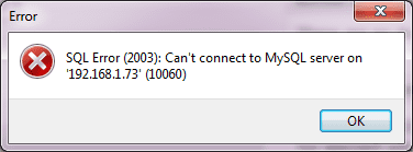 Can T Connect To Mysql Server Servername 10060 Dinohensen Nl